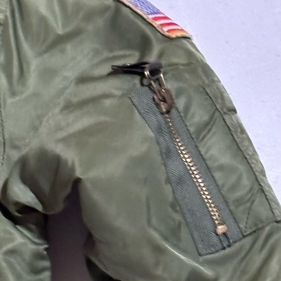 Vintage Aviator Kids Bomber Jacket, Alpha Green, Size Small - Picture 4 of 6